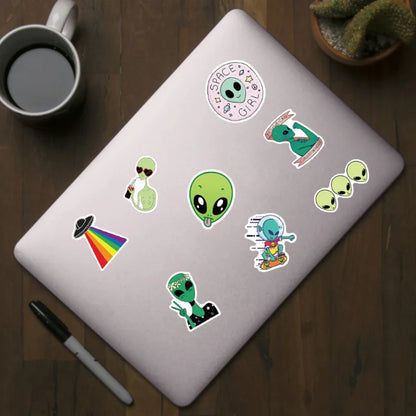 50PCS  Cartoon Creative Alien Personality Motorcycle Notebook Skateboard Suitcase Waterproof Graffiti Stickers