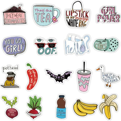 50PCS  Classic Vines Fresh Cartoon Letters Graffiti Laptop Luggage Skateboard Guitar Waterproof Stickers Toys