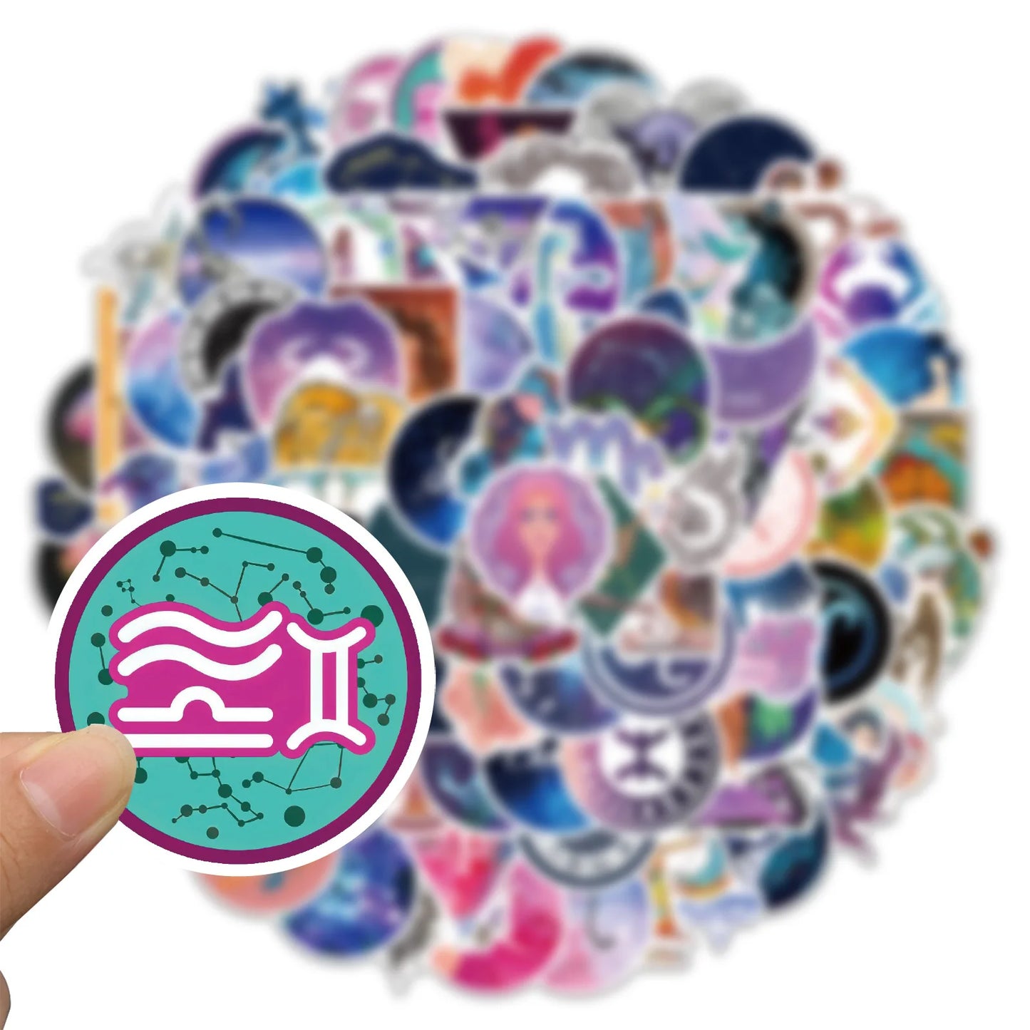 50PCS cartoon zodiac sign decorative style graffiti stickers, personalized, fashionable and creative trend DIY exquisite decorative decal cups, helmets, skateboard popular sticker toys