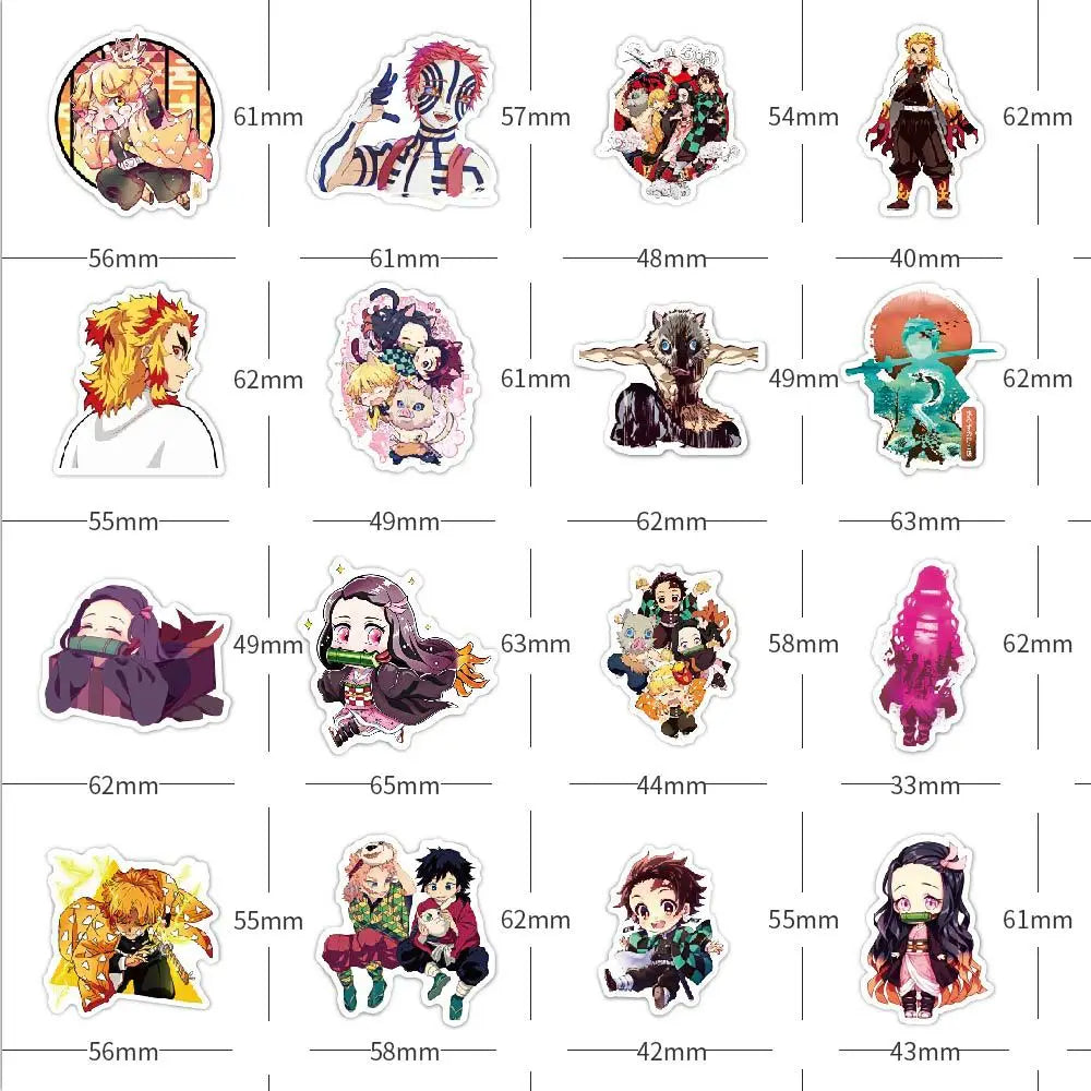 50PCS Cartoon Anime Graffiti Ghost Slayer Sticker Laptop Luggage Guitar Gift Toy PVC Sticker