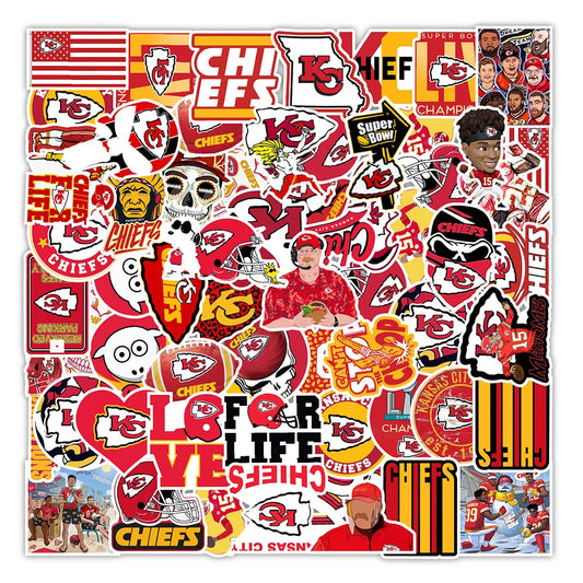 50PCS Kansas City Chief Football Graffiti Waterproof Sticker Suitcase Notebook Refrigerator Skateboard Water Cup
