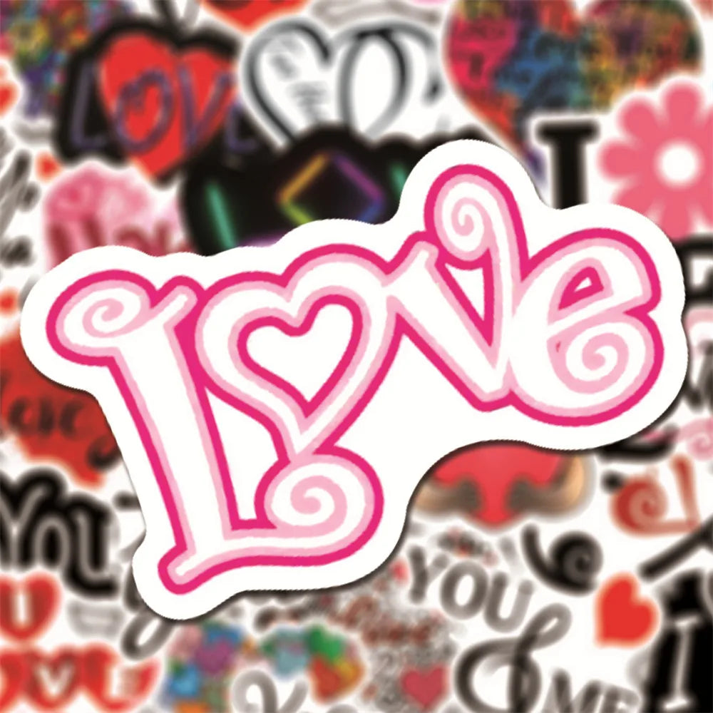 50PCS Valentine's Day Love Graffiti Waterproof Sticker Suitcase Notebook Skateboard Refrigerator Helmet Water Cup