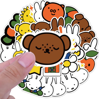 50 pieces of cute cartoon rabbit decorative style graffiti stickers, personalized, fashionable and creative DIY exquisite decorative decal cups, helmets, skateboard popular sticker toys