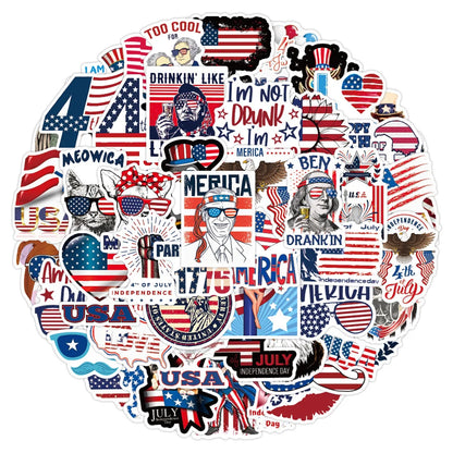 50PCS American Independence Day Graffiti Sticker Waterproof Luggage Laptop Scooter Water Cup Sticker