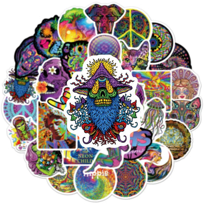 50PCS New Color Psychedelic Series Luggage Laptop Stickers Motorcycle Mobile Phone Water Cup Stickers