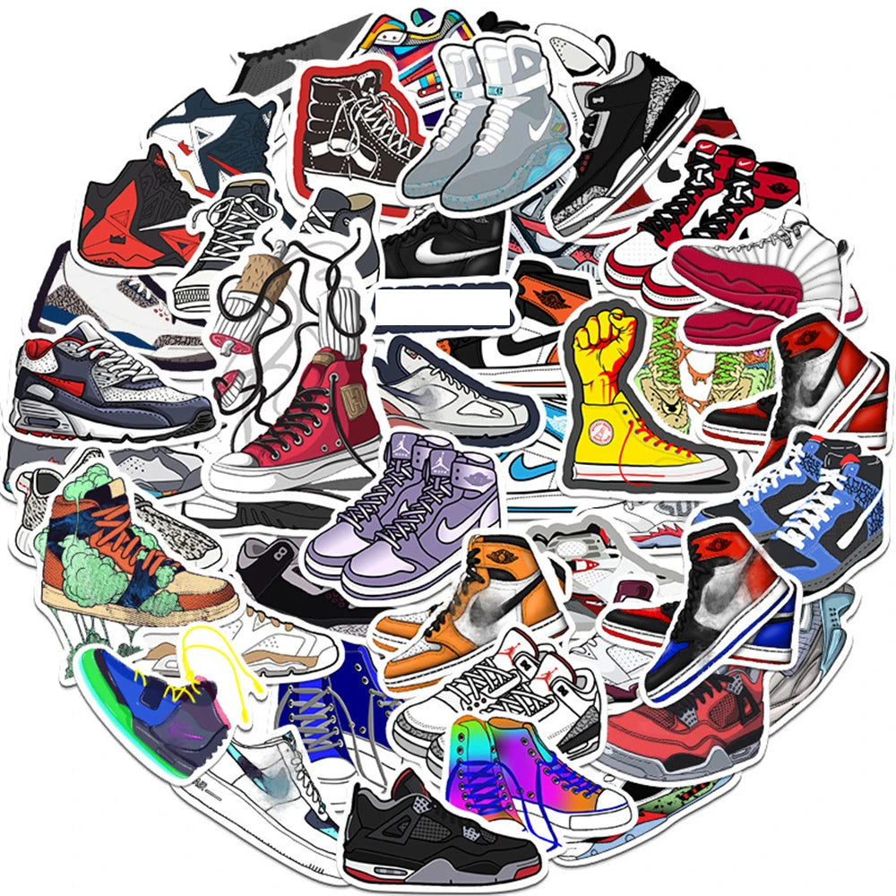 50PCS Tide Brand Sneaker Stickers Luggage Trolley Case Laptop Skateboard Guitar Mobile Phone Graffiti Sticker