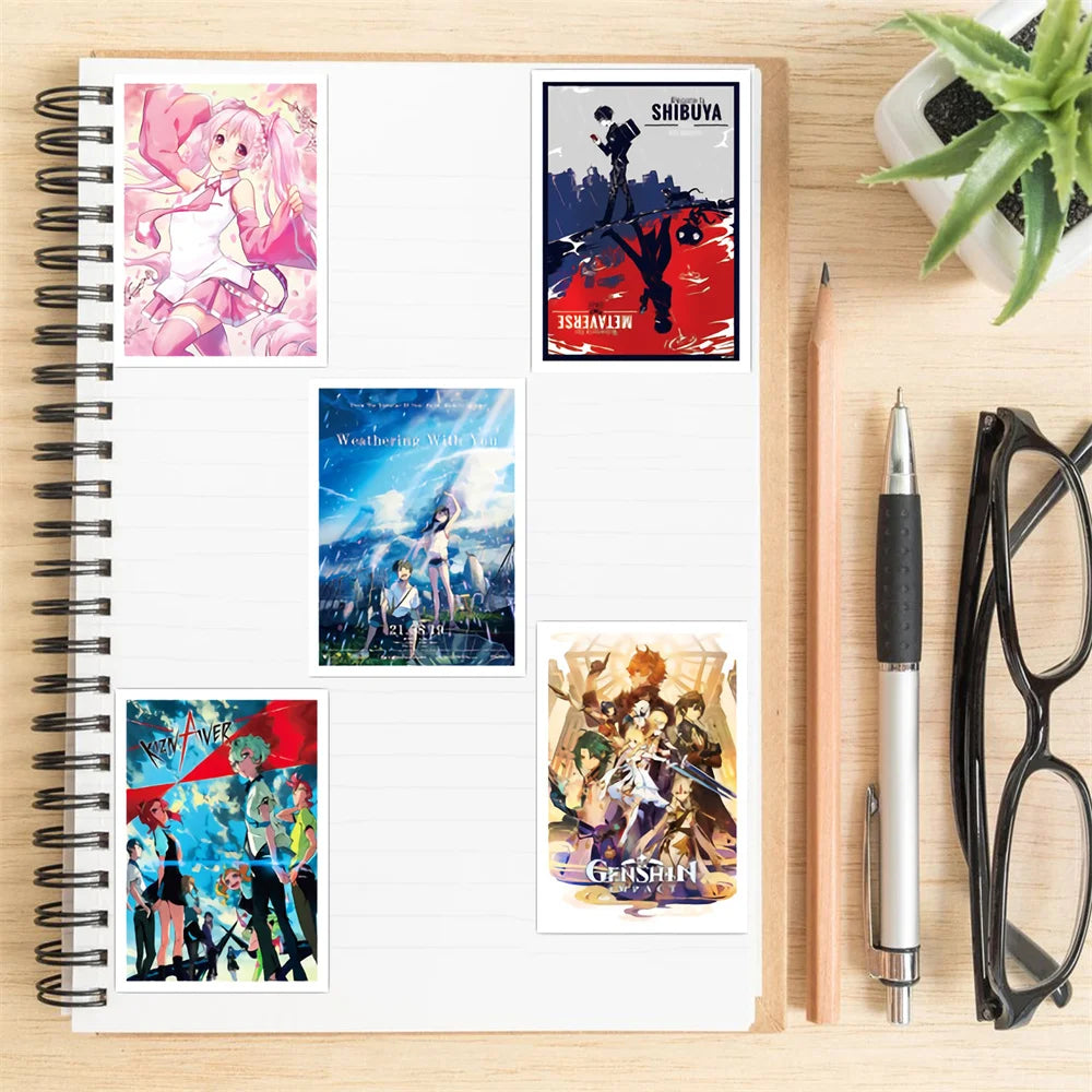 50PCS Mixed Anime Creative Graffiti Hero Academy Jujutsu Kaisen Demon Slayer Scrapbook Guitar Suitcase Sticker