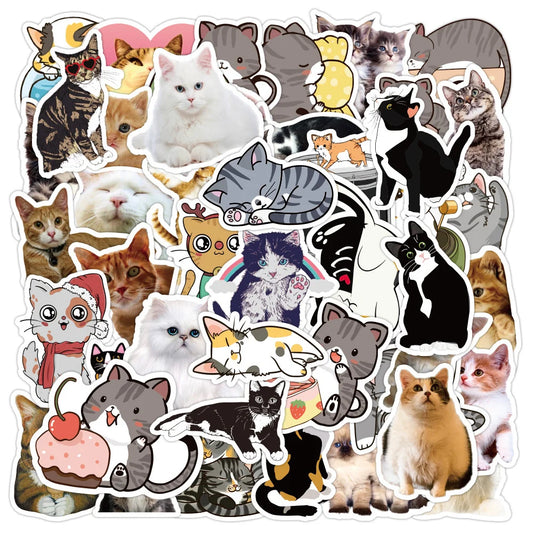 50PCS Cat Cute Graffiti Stickers Suitcase Skateboard Refrigerator Laptop Stickers