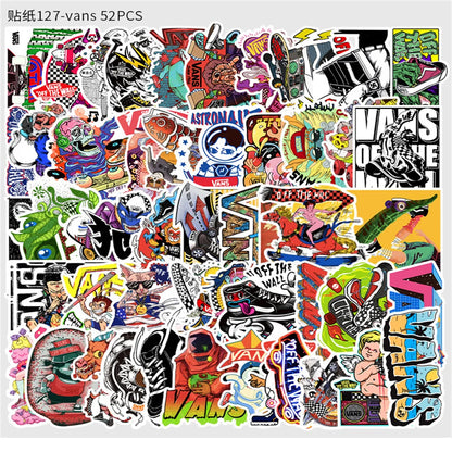 52PCS Cool Skateboard Personality Graffiti Sticker DIY Laptop Skateboard Mobile Phone Decoration Gift Toy Sticker
