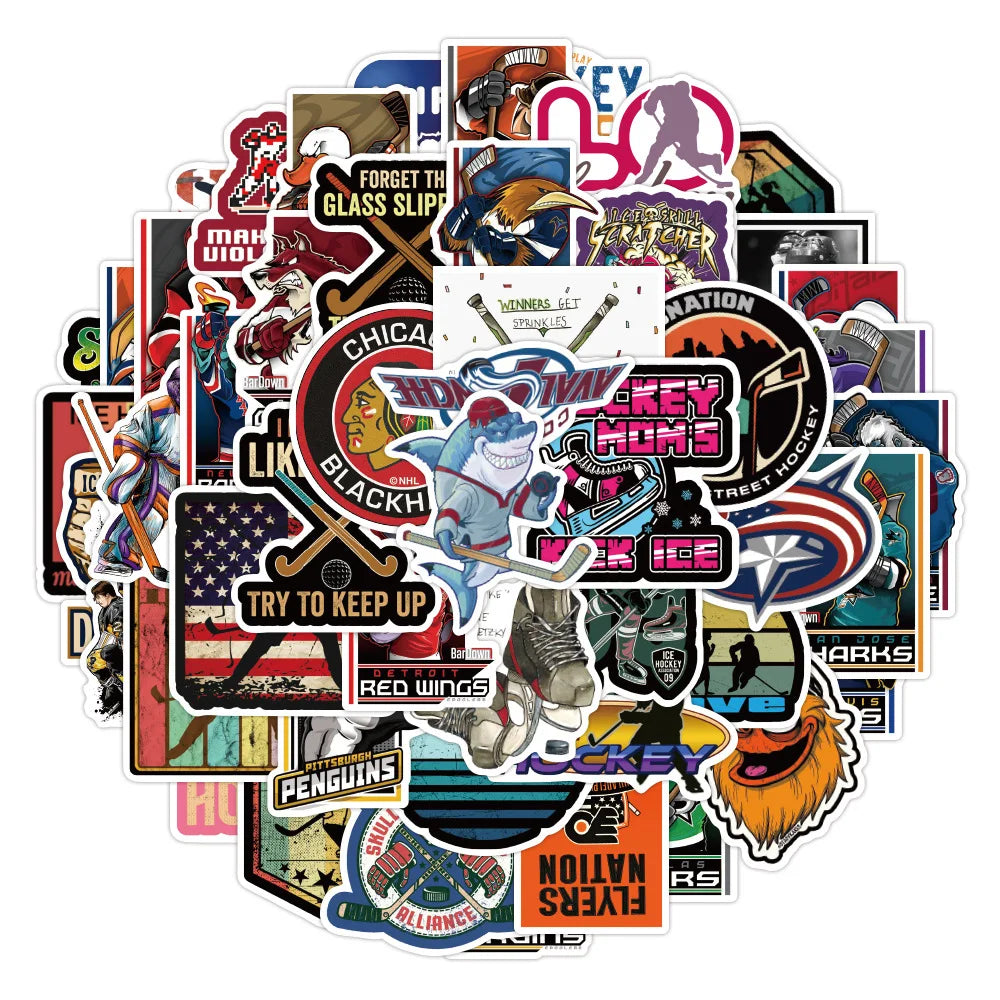 50PCS Hockey Graffiti Sticker Waterproof Luggage, Laptop Computer Cup, Refrigerator Slide, Helmet Sticker,Custom