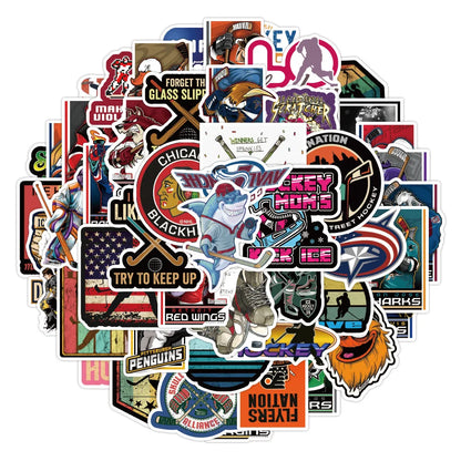 50PCS Hockey Graffiti Sticker Waterproof Luggage, Laptop Computer Cup, Refrigerator Slide, Helmet Sticker,Custom