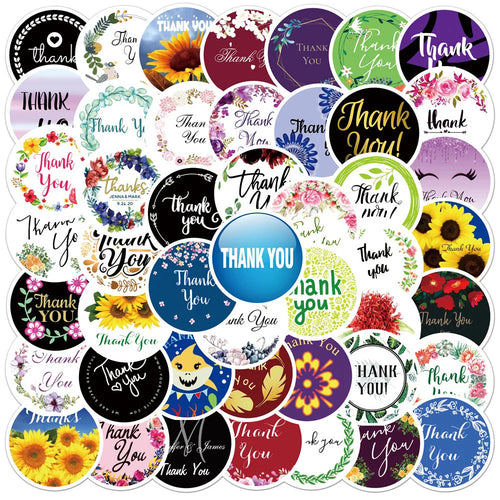 50PCS    NewThank You Sticker Personalized Decoration Graffiti Sticker Envelope Sealing Sticker MobilePhoneNotebook