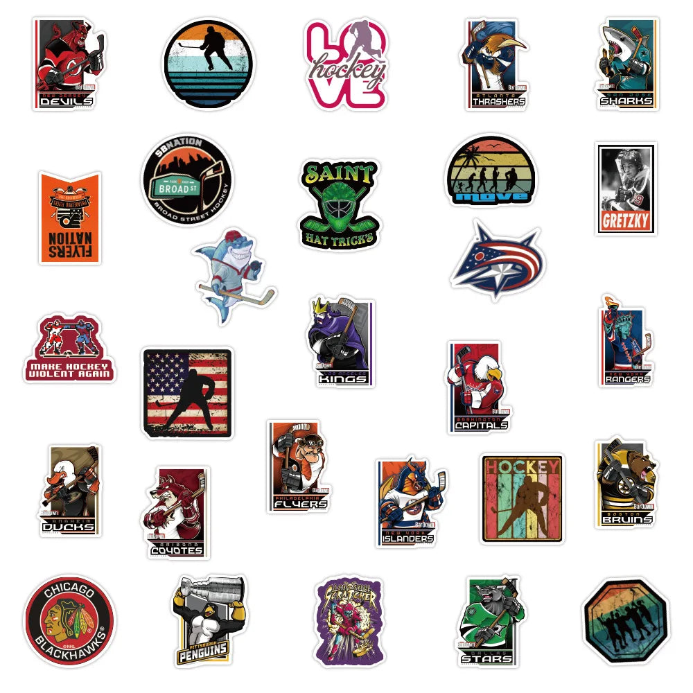 50PCS Hockey Graffiti Sticker Waterproof Luggage, Laptop Computer Cup, Refrigerator Slide, Helmet Sticker,Custom