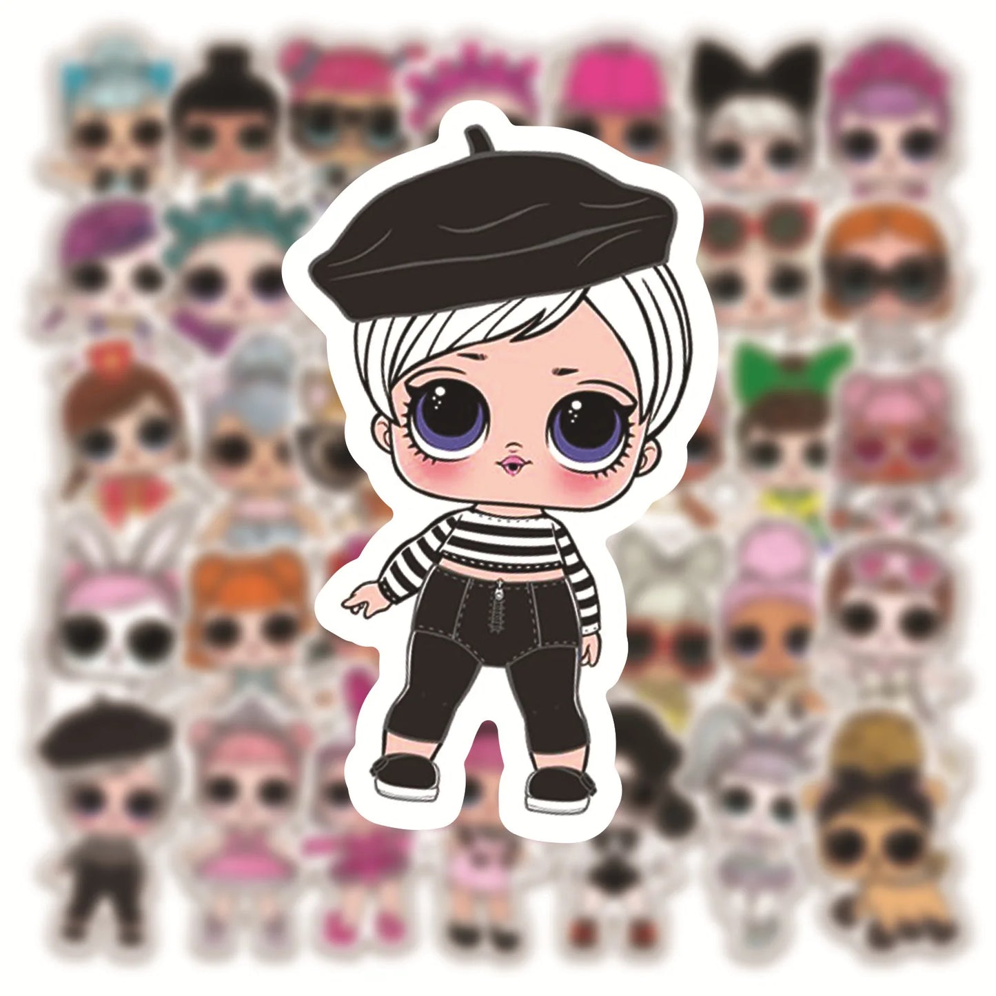 50PCS Cute Surprise Doll Cartoon Graffiti Waterproof Sticker Suitcase Notebook Skateboard Refrigerator Water Cup