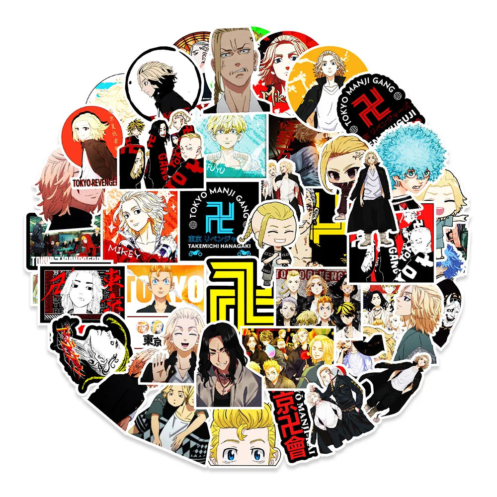 50PCS cartoon and anime Tokyo Revengers graffiti stickers, personalized decorative skateboard suitcases, mobile phones, laptops, waterproof stickers, toys