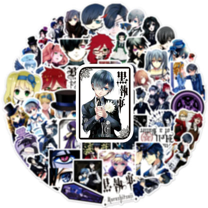 50PCS Cartoon Anime Kuroshitsuji Graffiti Sticker Luggage Laptop Guitar Bike Skateboard Waterproof Sticker