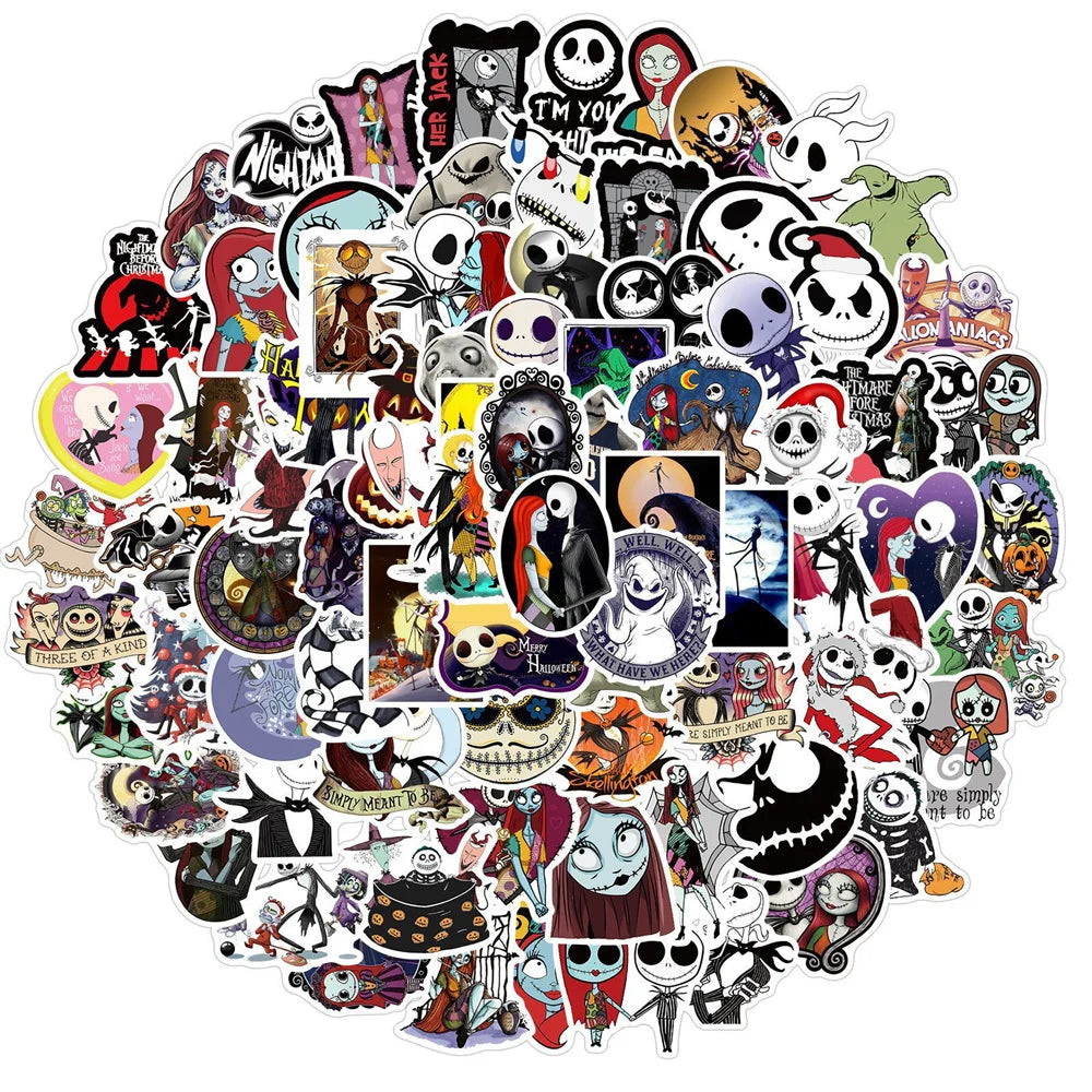 50PCS Horror Theme Christmas Night Waterproof Sticker Suitcase Notebook Refrigerator Skateboard Water Cup Helmet