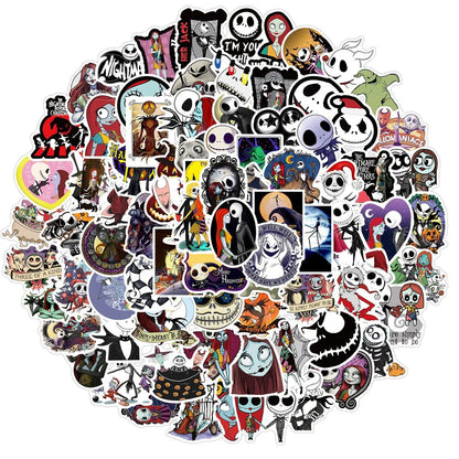 50PCS Horror Theme Christmas Night Waterproof Sticker Suitcase Notebook Refrigerator Skateboard Water Cup Helmet