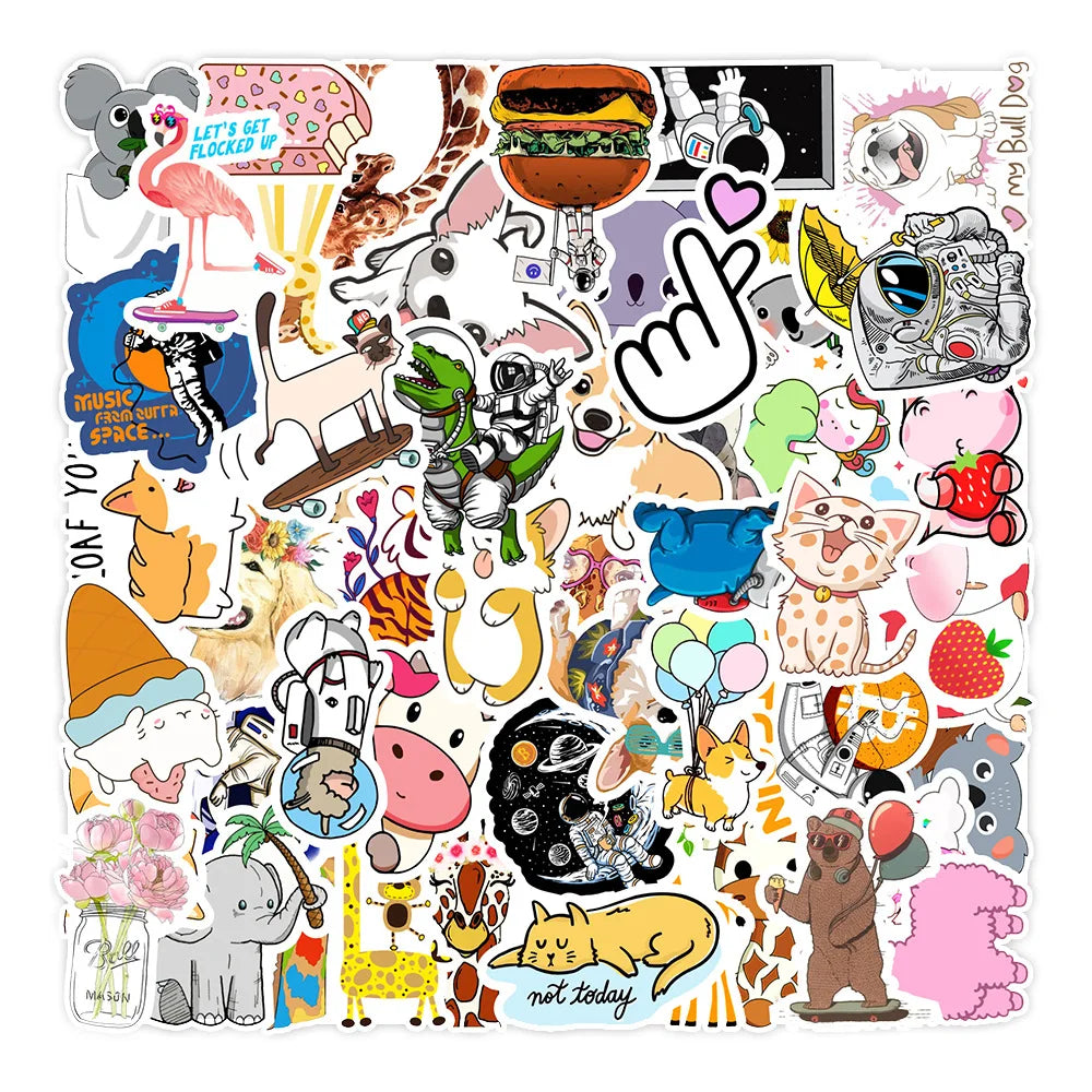 50PCS Mini Cute Stickers Mobile Phone Water Cup Stationery Notebook Hand Account Waterproof Stickers