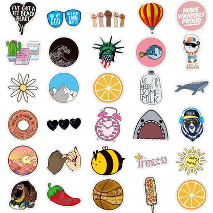 50 pieces of popular, fresh and creative cartoon graffiti stickers, personalized DIY laptop, phone case, notebook, skateboard, guitar, waterproof decorative sticker toys