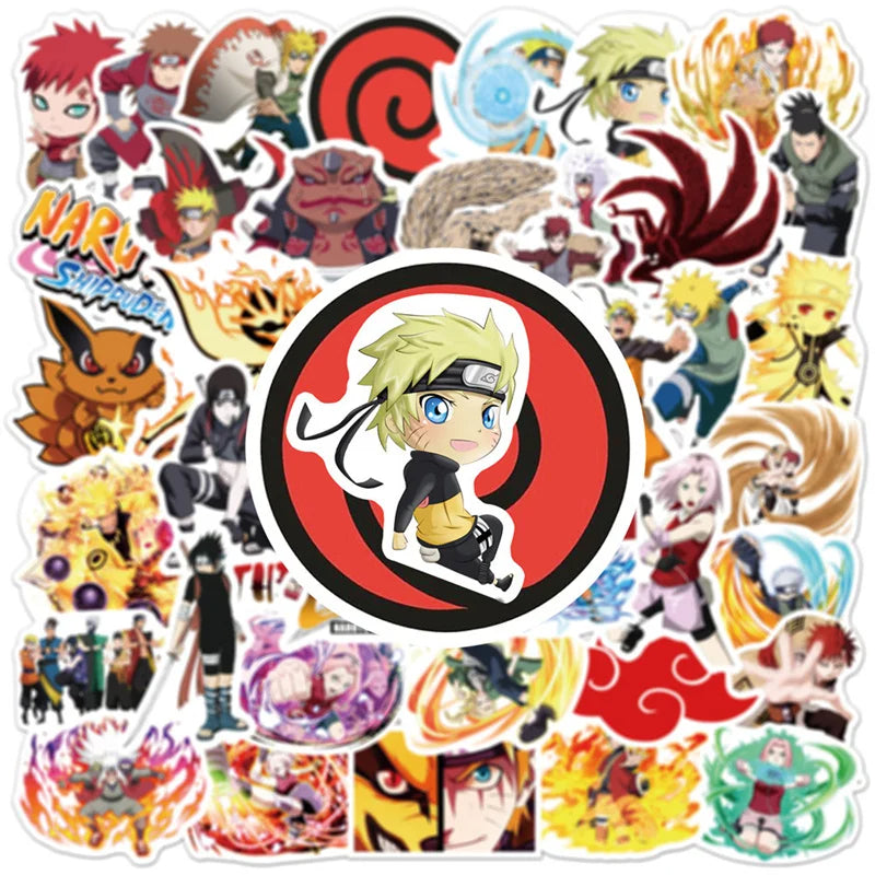 50PCS Anime Naruto-Ninja Graffiti Sticker Luggage Car Computer Water Cup Mobile Skateboard Guitar Sticker Toy