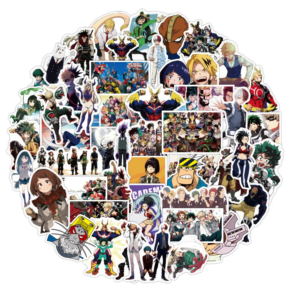 50PCS of My Hero Academic animation graffiti stickers, personalized DIY suitcase trolley suitcase decoration sticker toys