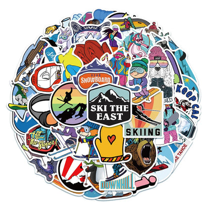 50PCS Cartoon Outdoor Ski Sports Skateboard Graffiti Stickers Notebook Guitar Cup Graffiti Decoration Toys