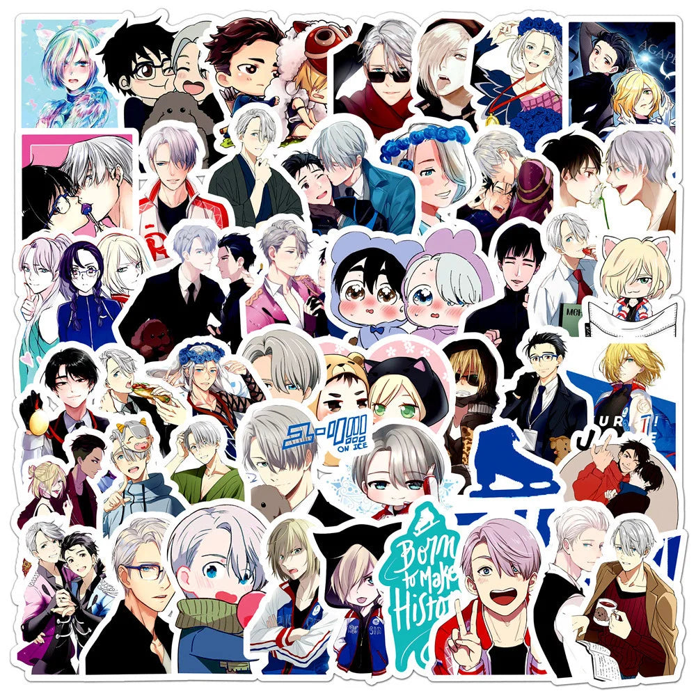 50PCS Anime Yuri on Ice Graffiti Sticker Laptop Skateboard Guitar Refrigerator Waterproof Decorative Sticker