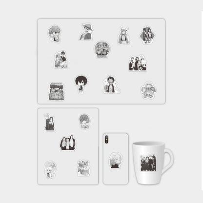 50PCS New Mixed Black and White Anime Graffiti Stickers Waterproof Notebook Scooter Water Cup Luggage Stickers