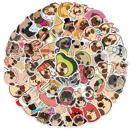 50PCS Cute Pug Pug Graffiti Stickers Mobile Phone Laptop Refrigerator Decoration Stickers Waterproof Custom