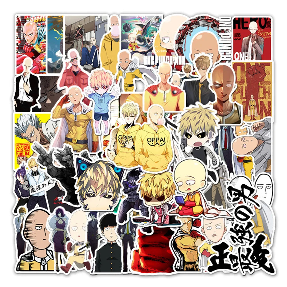 57PCS Cartoon Anime One Punch Superman Sticker Laptop Skateboard Guitar Waterproof Decorative Sticker