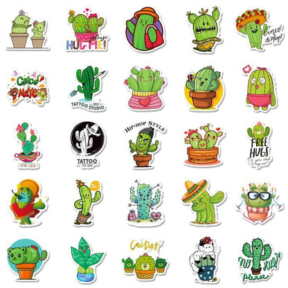 50PC Cactus Sticker Ins Wind Green Small Fresh Plant Notebook Skateboard Water Cup Small Sticker