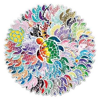 50PCS Color Turtle Graffiti Stickers Cute Marine Life Stickers Children Decoration Skateboard Luggage Stickers