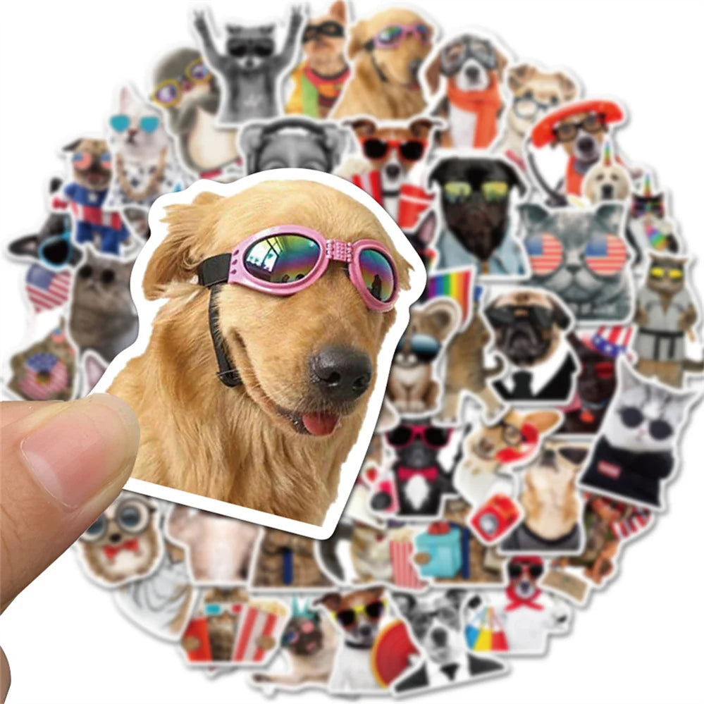 50PCS of cute animal dog series graffiti stickers, personalized DIY suitcase, diary book, skateboard, phone case, laptop decoration, waterproof sticker toys
