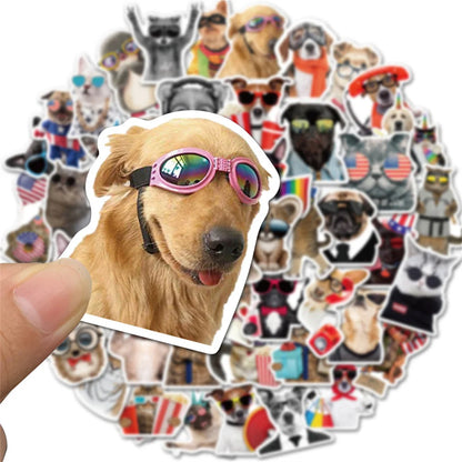 50PCS of cute animal dog series graffiti stickers, personalized DIY suitcase, diary book, skateboard, phone case, laptop decoration, waterproof sticker toys