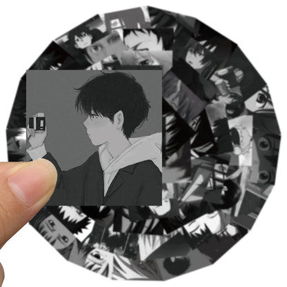 50PCS Gray Anime Male Character Creative DIY Sticker Sticker Scrapbook Skateboard Guitar Gift Aesthetic Sticker