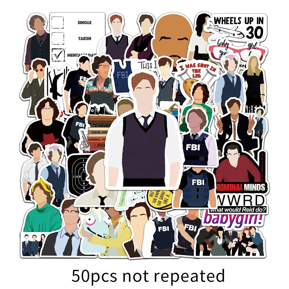 50PCS American Drama Criminal Mind Graffiti Sticker Scrapbook Mobile Phone Case Suitcase Scooter Sticker