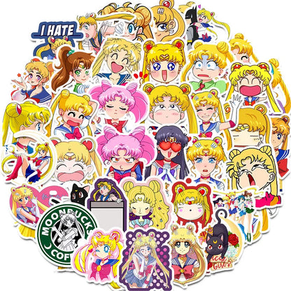 50PCS Super Cute Sailor Moon Stickers Sailor Moon Graffiti Decoration Personalized Suitcase Guitar Waterproof