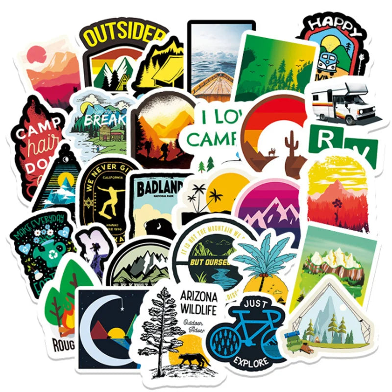 50 Cartoon Outdoor Graffiti Stickers for Decorating Suitcases, Guitars and Laptop Computers as Toys