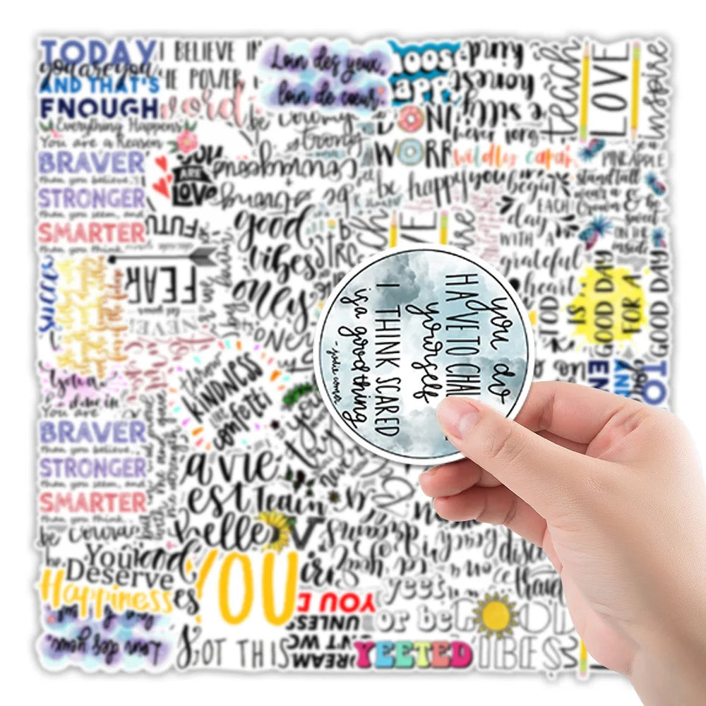 50PCS Black English Inspirational Phrase Graffiti Stickers Car Balance Car Luggage Decoration Stickers