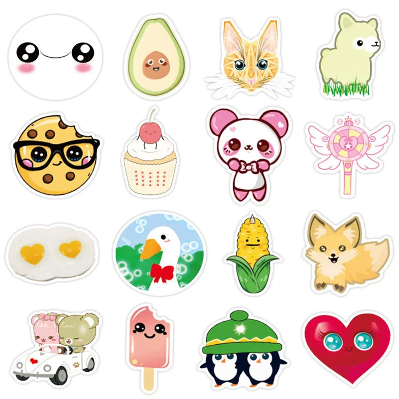 50 pieces of cartoon and fresh animal-style graffiti stickers, personalized, fashionable and creative DIY exquisite decorative decal cups, helmets, skateboard popular sticker toys