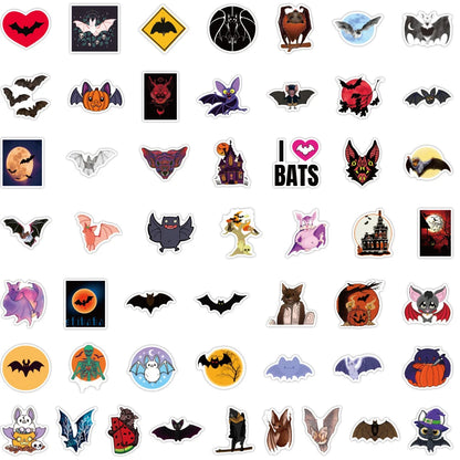 50PCS New Halloween Bat Graffiti Sticker Waterproof Luggage Laptop Scooter Water Cup Sticker