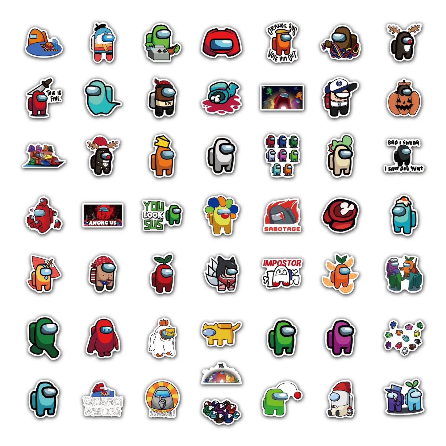 50pcs Animation Among Us Graffiti Waterproof Sticker Mobile Phone Case Guitar Notebook Refrigerator Water Cup