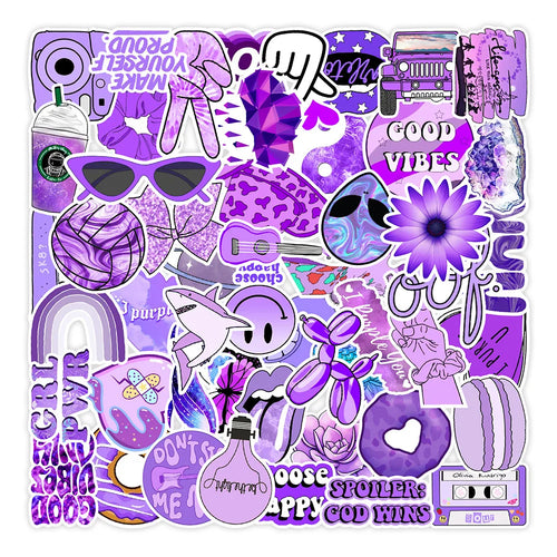 50PCS Cartoon Purple VSCO Series Graffiti Stickers Scrapbooking Computer Notebook Mobile Phone Stickers
