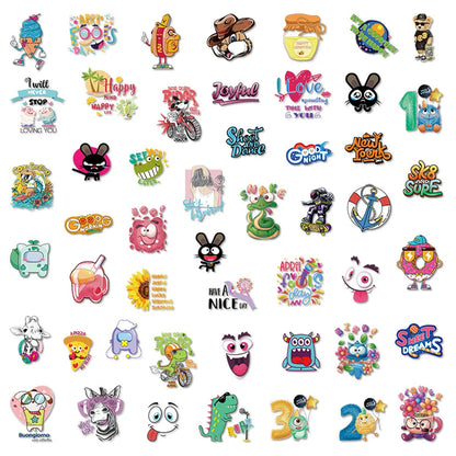 50PCS Cute Cartoon Wind Transparent Collection Creative Graffiti Mobile Phone Scrapbook Laptop Sticker Sticker