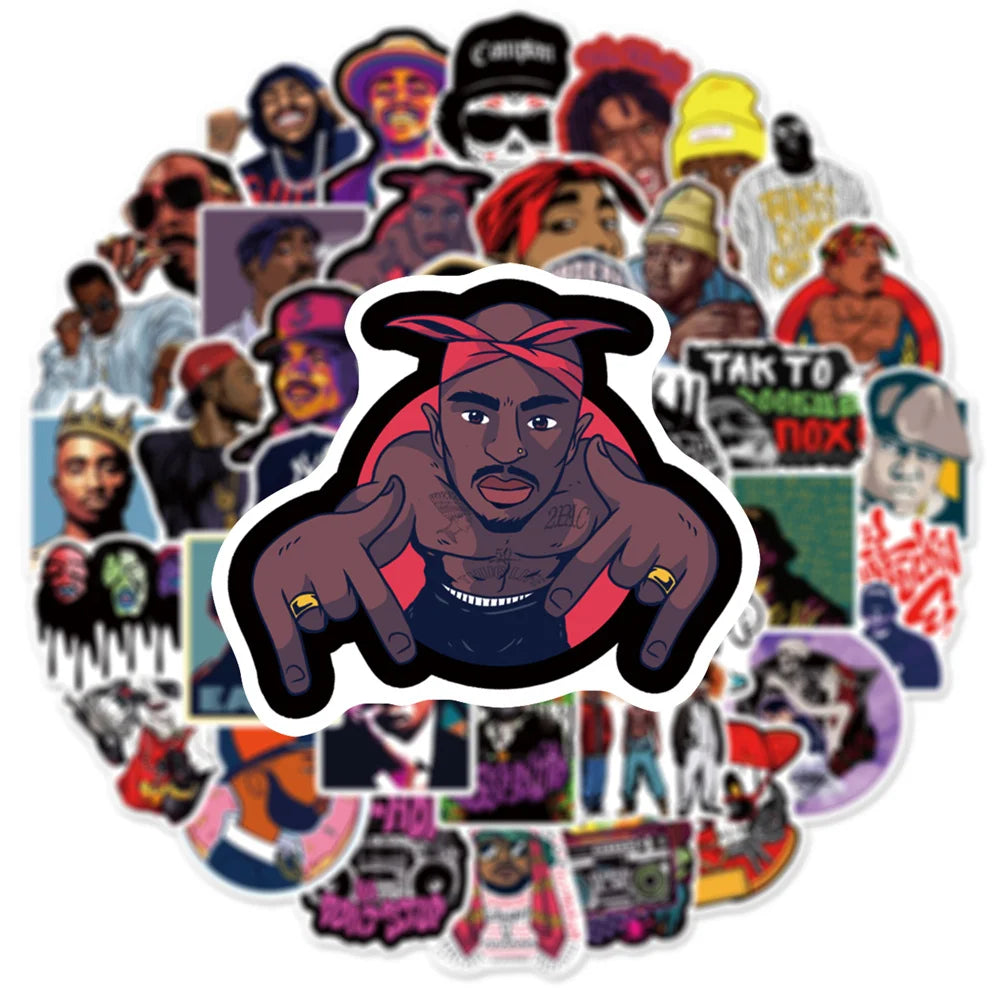 50PCS East West Coast Rap Graffiti Sticker Suitcase Guitar Car Computer Skateboard Refrigerator Helmet Waterproof