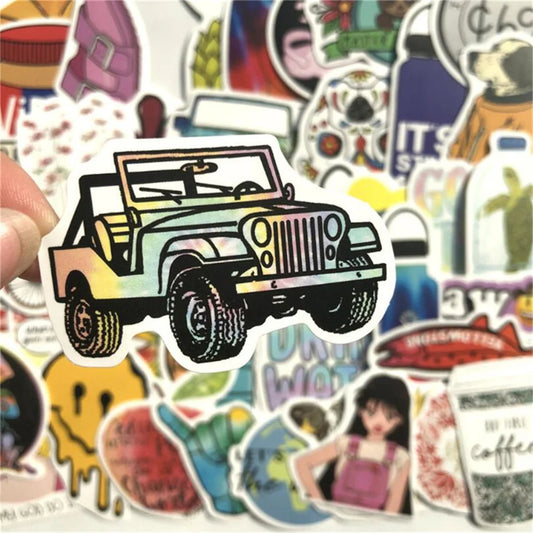 50PCS Cartoon Fresh Plant Flower Series Helmet Graffiti Diary Water Cup Decoration Waterproof Sticker Toy