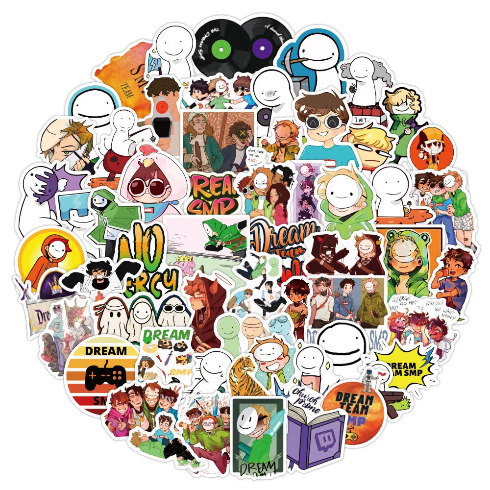 50 pieces of Cartoon Dream Smp cute graffiti stickers, personalized DIY luggage, car, laptop, refrigerator, motorcycle decorative stickers and toys