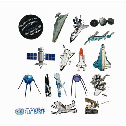 50 Spacecraft Space Station Stickers, Luggage, Laptop, Guitar, Helmet Doodle Decoration Toys