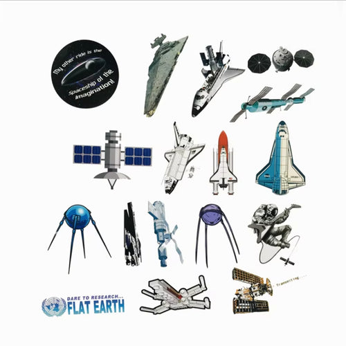 50 Spacecraft Space Station Stickers, Luggage, Laptop, Guitar, Helmet Doodle Decoration Toys